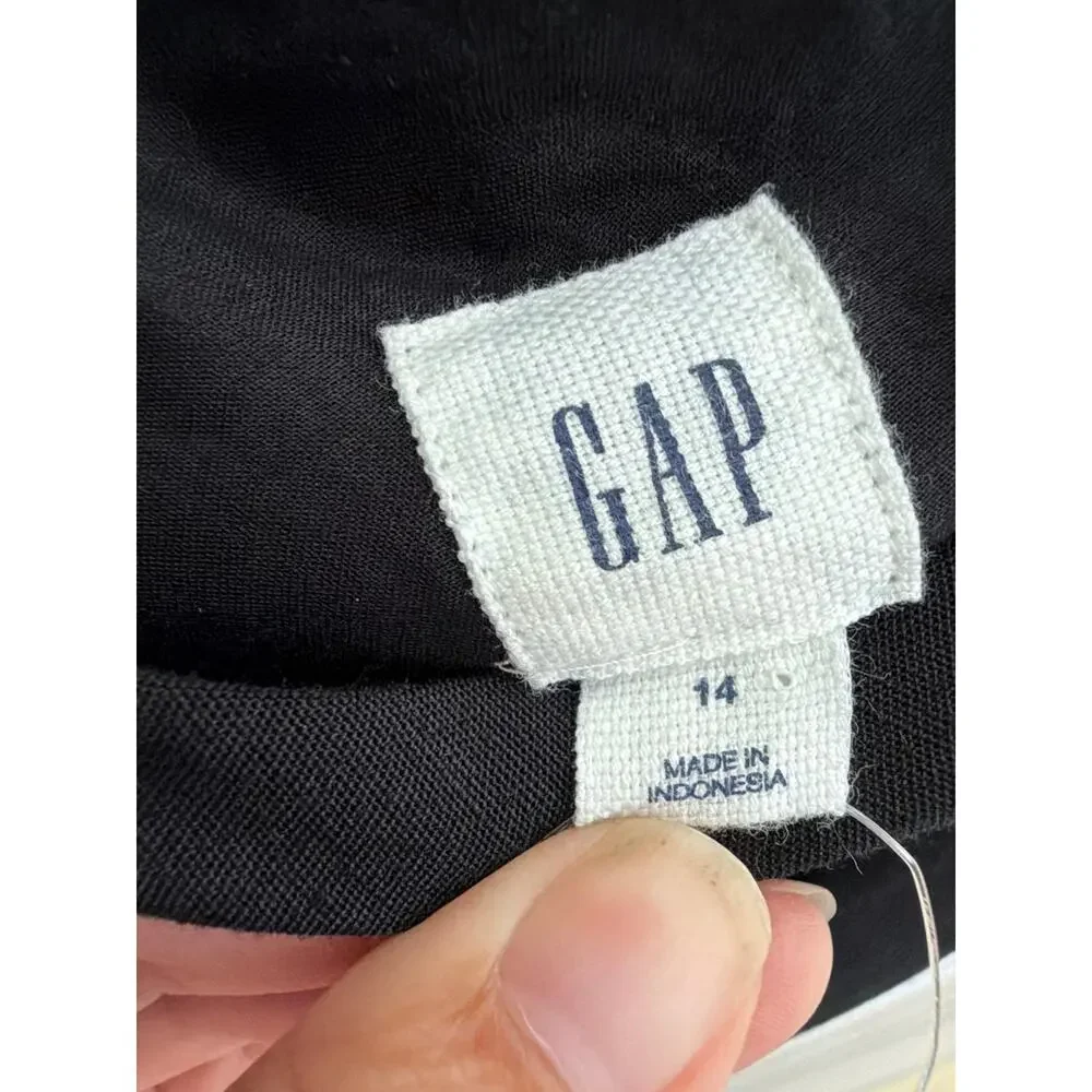 NEW Gap Jumpsuit Women's Size 14 Linen Blend Black Boho Wedding Guest Chic